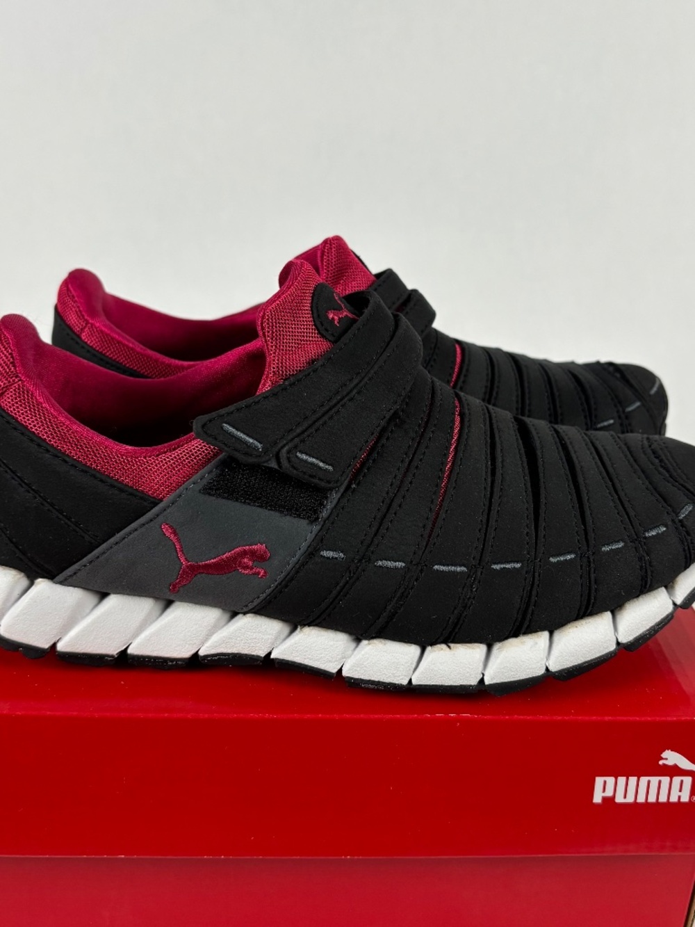 PUMA Women's Black & Burgundy Athletic Slip-On Sneakers - Picture 5 of 12